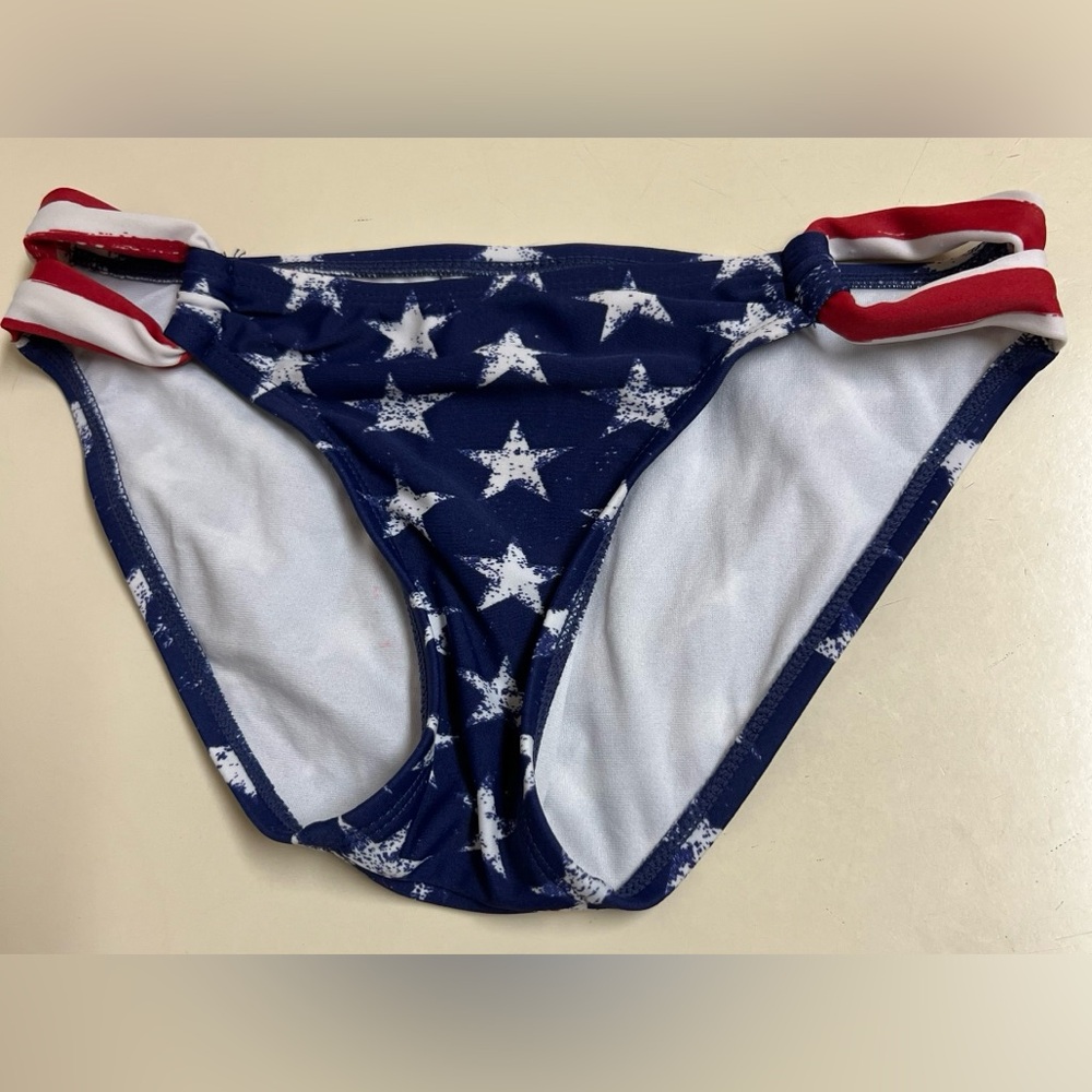 Women's Xhilaration American Flag Star Print Hipster Bikini Bottoms  - XS - VGUC